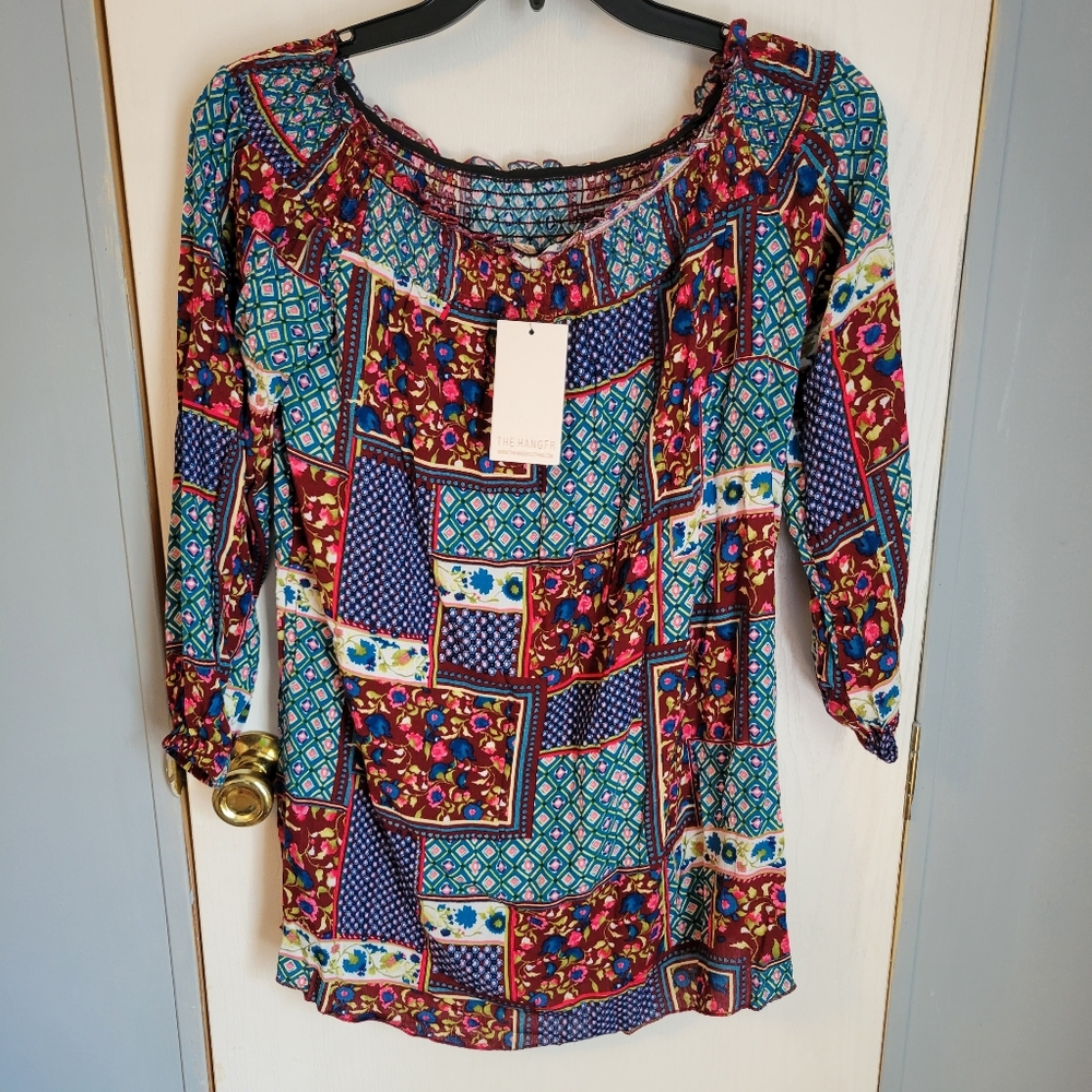 NWT The Hanger Floral Print Wide Neck Blouse